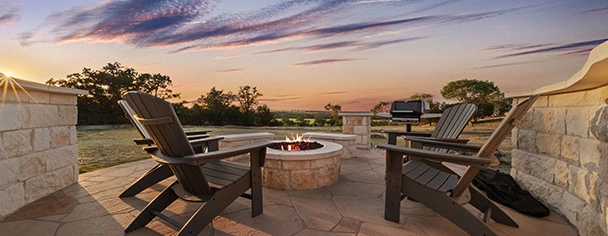 chairs around fire pit at Firefly